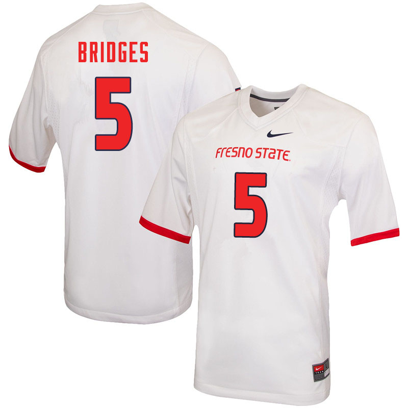 Men #5 Devo Bridges Fresno State Bulldogs College Football Jerseys Sale-White - Click Image to Close